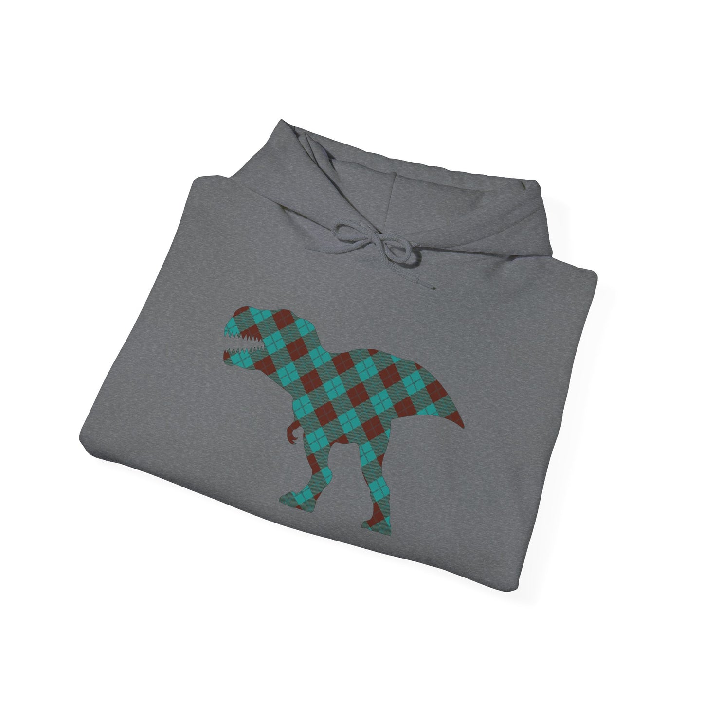 Dino Hoodie - Funny T-Rex Plaid Unisex Sweatshirt