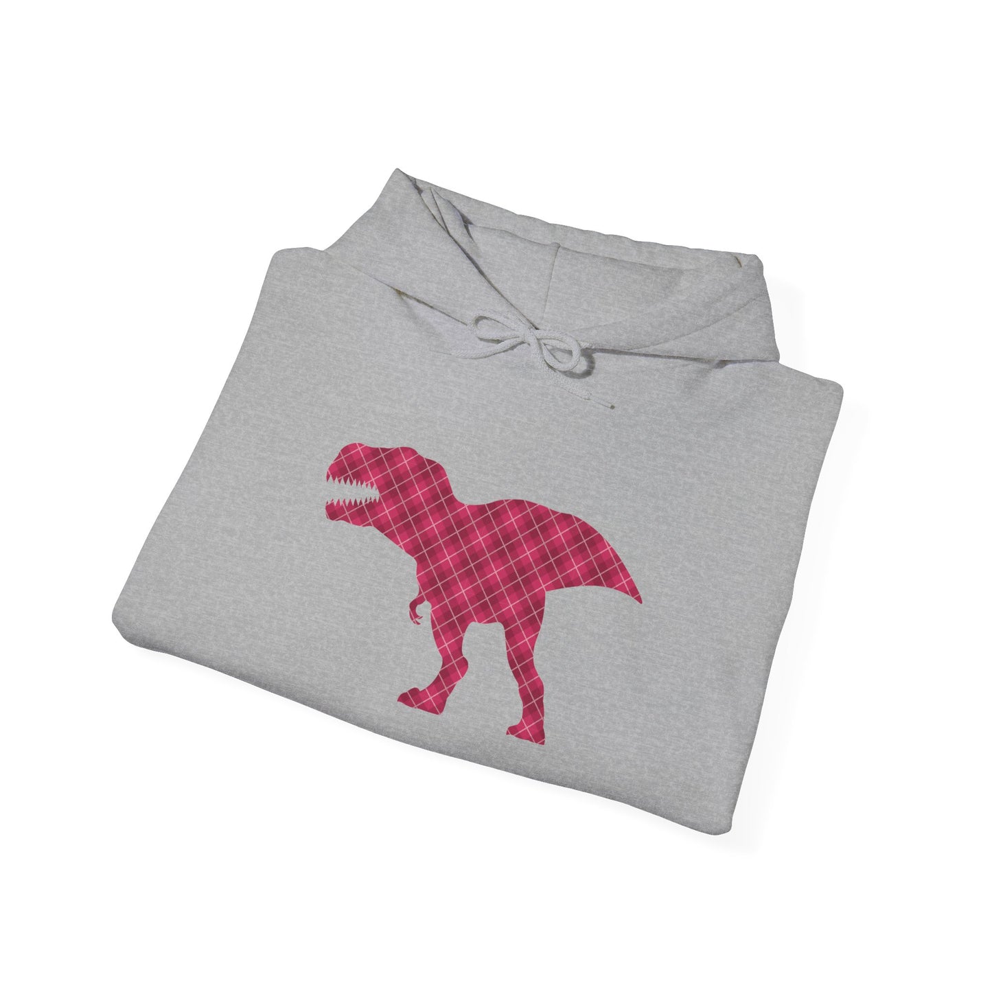 Dino Hoodie - Funny T-Rex Plaid Unisex Sweatshirt