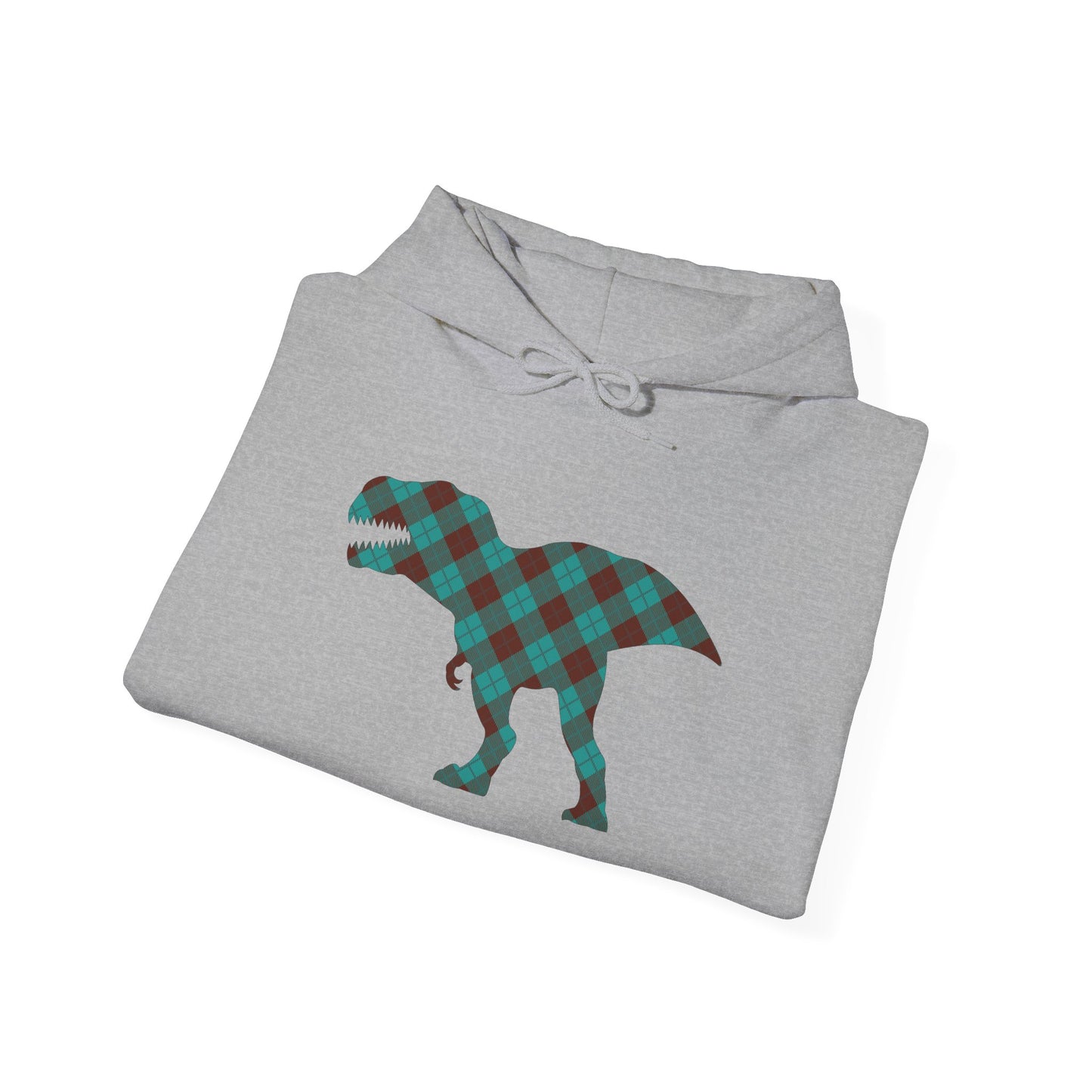 Dino Hoodie - Funny T-Rex Plaid Unisex Sweatshirt