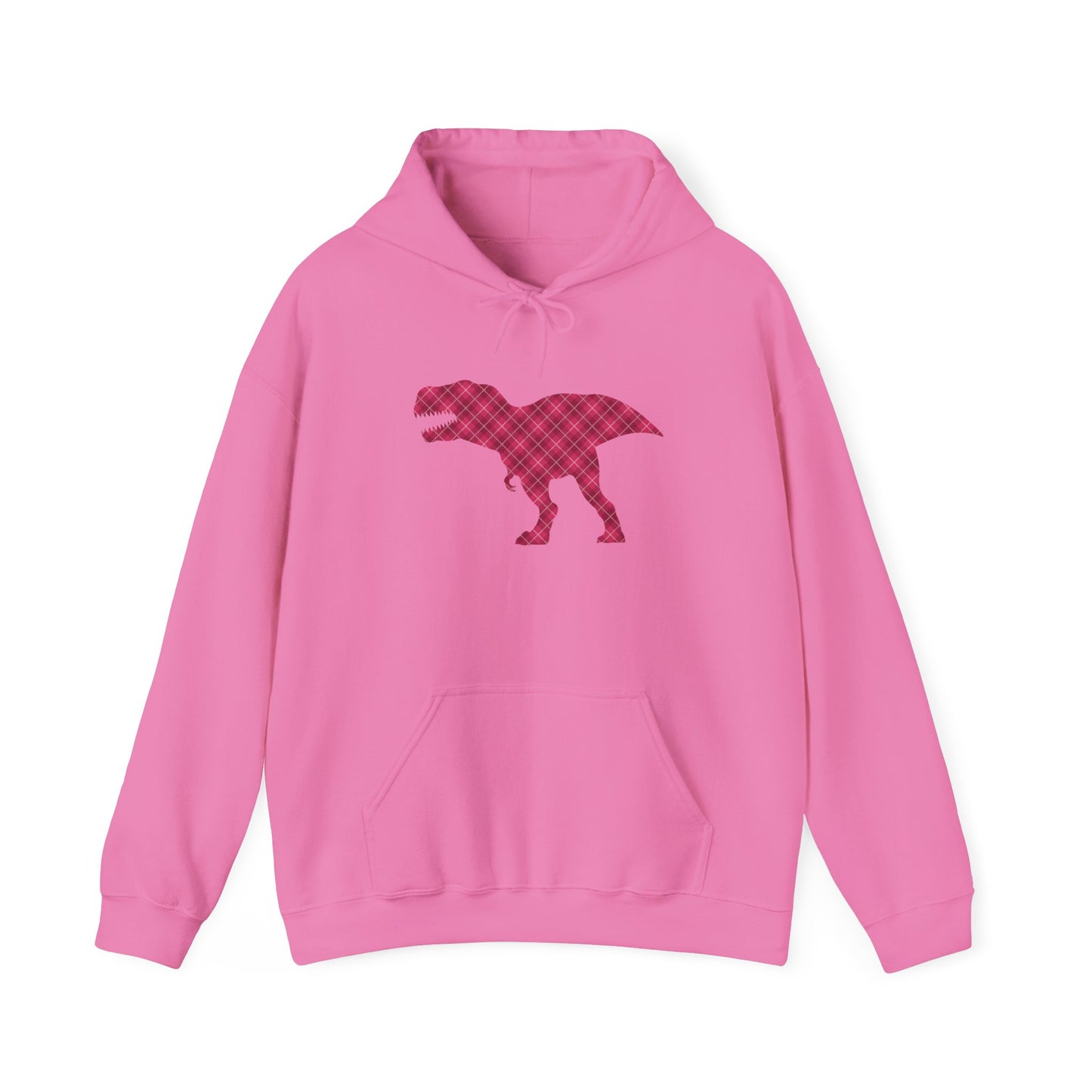 Dino Hoodie - Funny T-Rex Plaid Unisex Sweatshirt