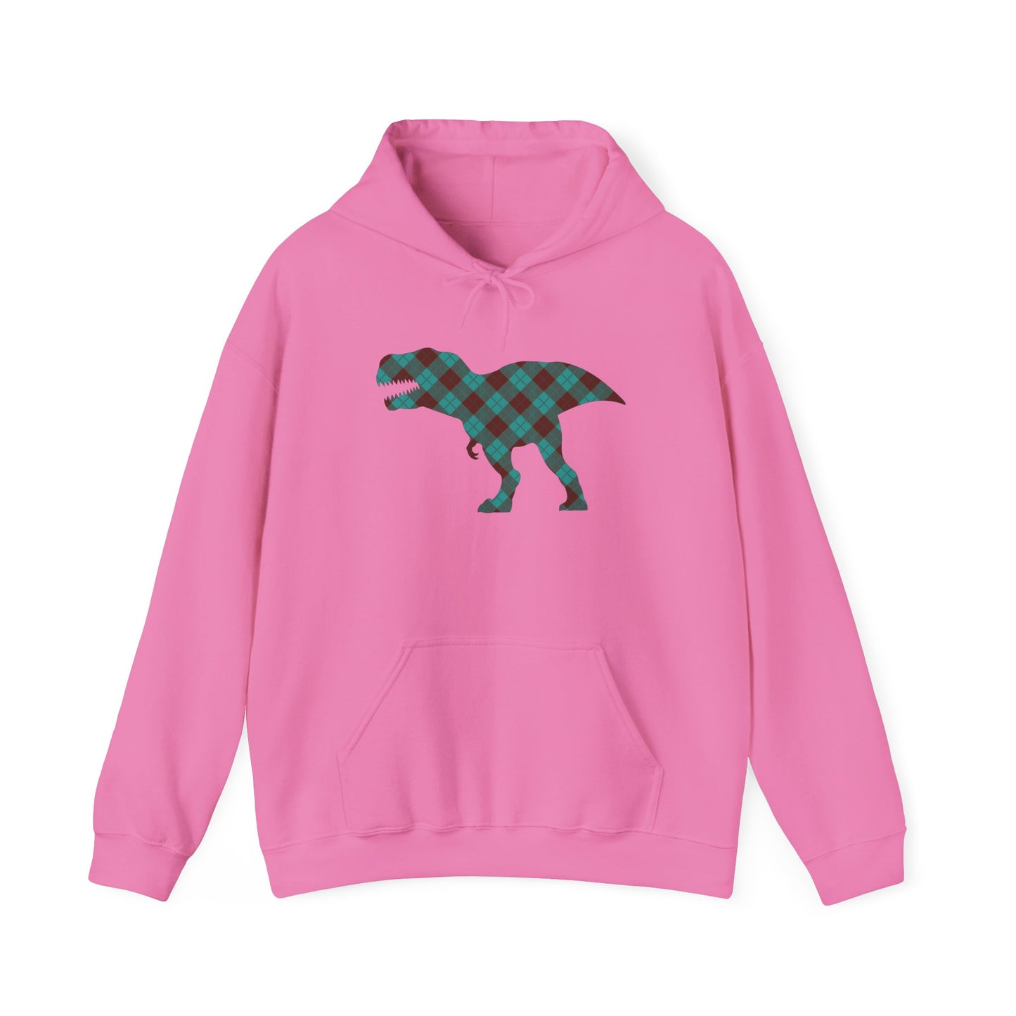 Dino Hoodie - Funny T-Rex Plaid Unisex Sweatshirt
