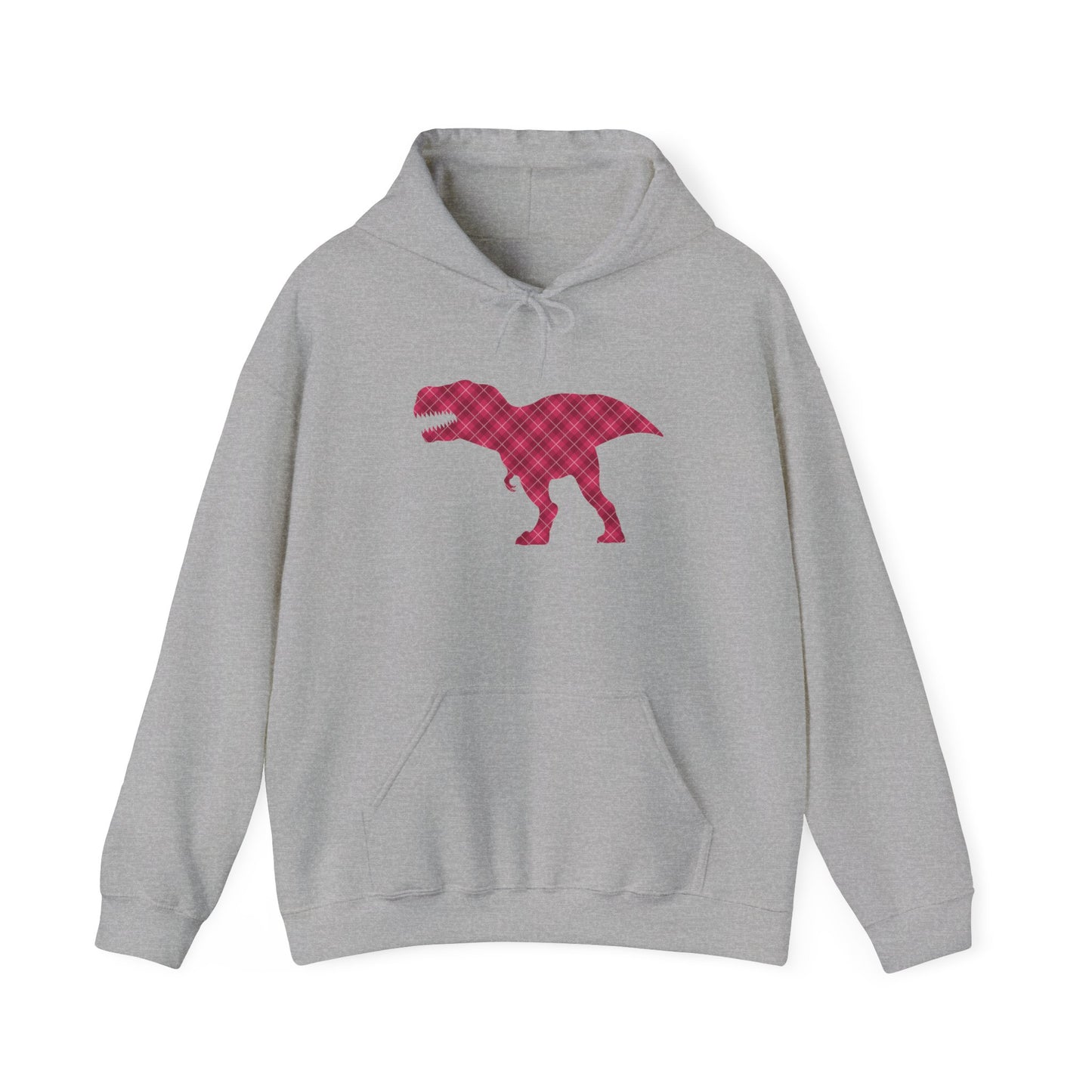 Dino Hoodie - Funny T-Rex Plaid Unisex Sweatshirt