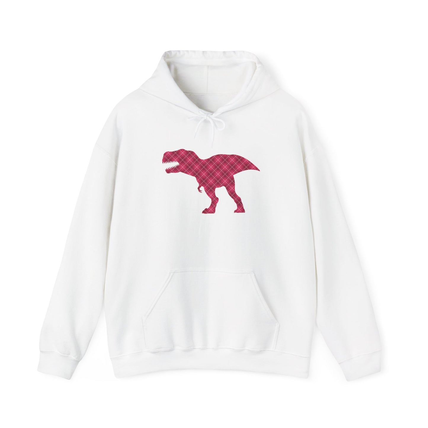 Dino Hoodie - Funny T-Rex Plaid Unisex Sweatshirt