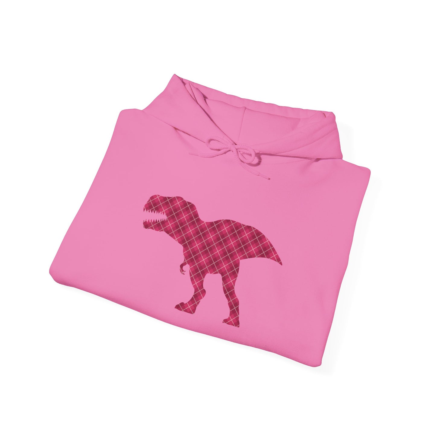 Dino Hoodie - Funny T-Rex Plaid Unisex Sweatshirt