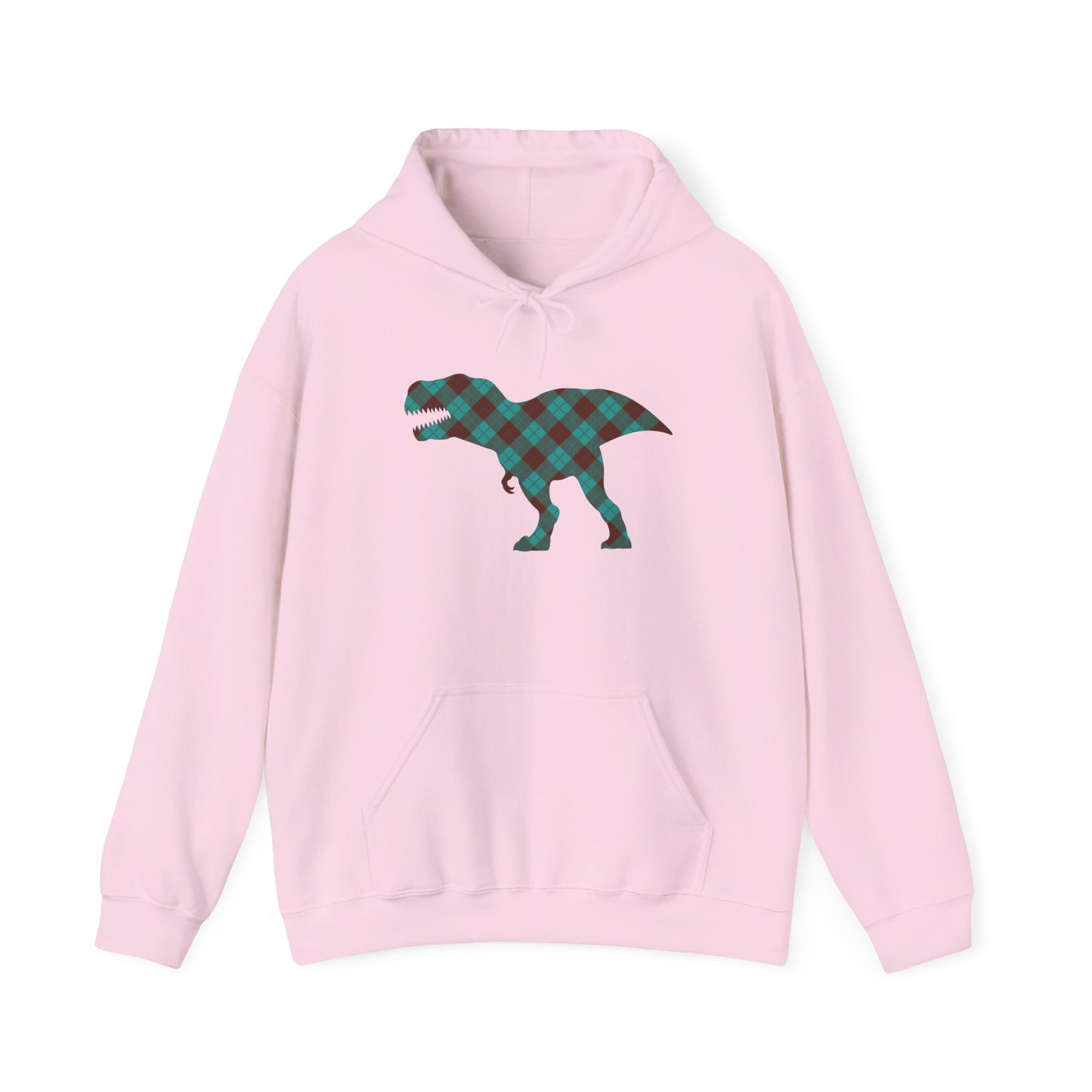 Dino Hoodie - Funny T-Rex Plaid Unisex Sweatshirt
