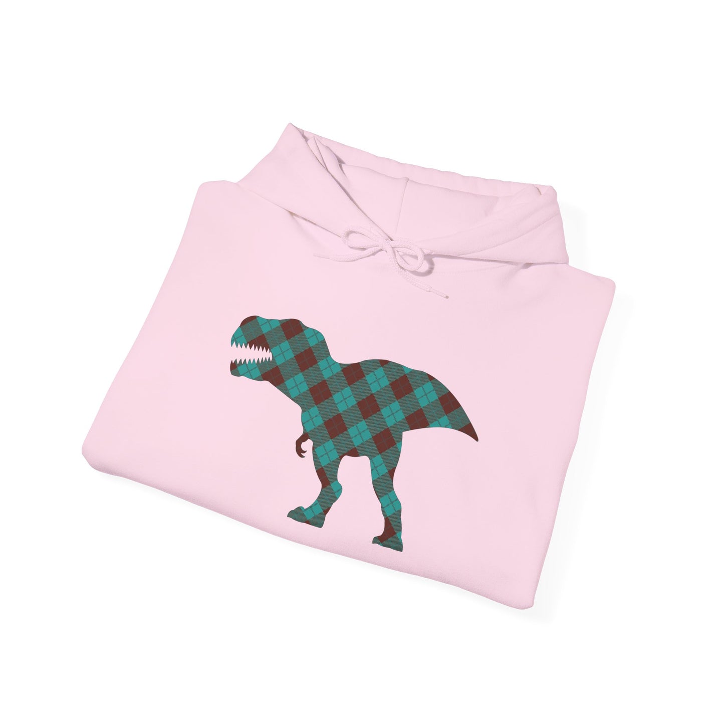 Dino Hoodie - Funny T-Rex Plaid Unisex Sweatshirt