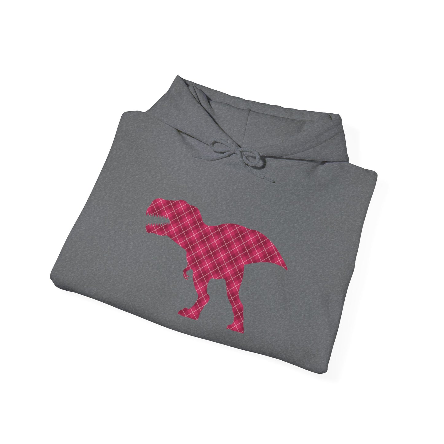 Dino Hoodie - Funny T-Rex Plaid Unisex Sweatshirt