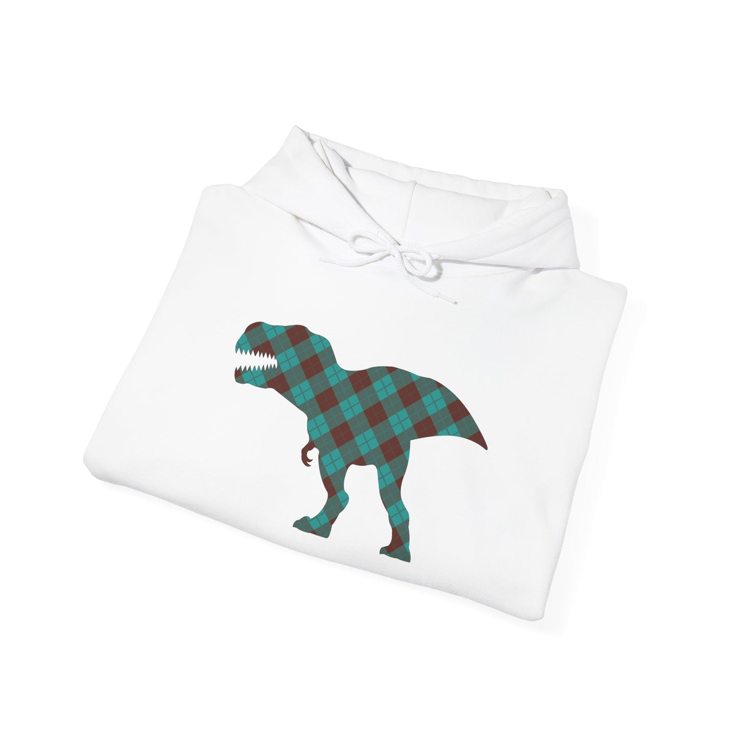 Dino Hoodie - Funny T-Rex Plaid Unisex Sweatshirt