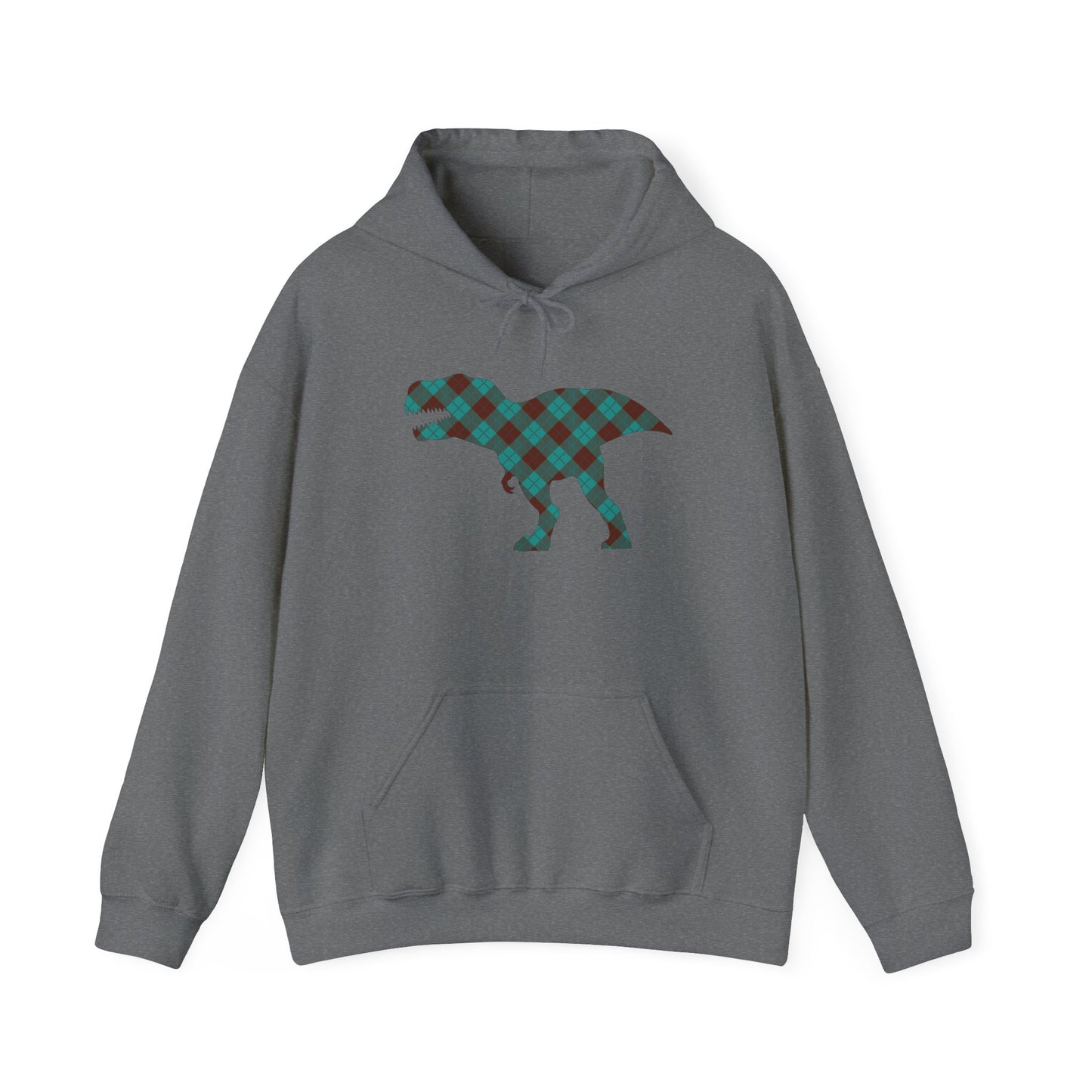 Dino Hoodie - Funny T-Rex Plaid Unisex Sweatshirt