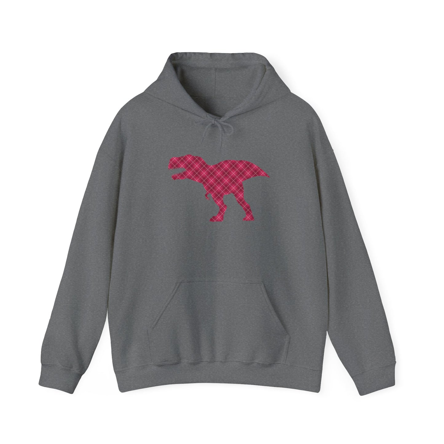 Dino Hoodie - Funny T-Rex Plaid Unisex Sweatshirt
