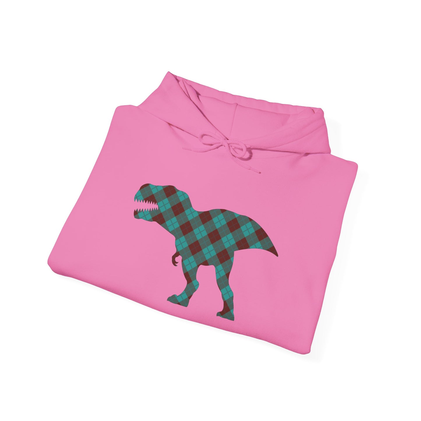 Dino Hoodie - Funny T-Rex Plaid Unisex Sweatshirt