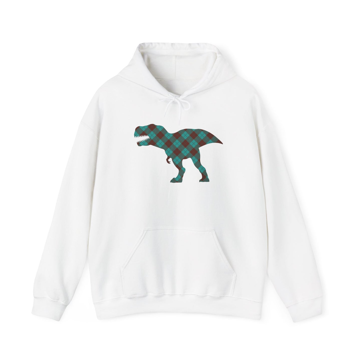 Dino Hoodie - Funny T-Rex Plaid Unisex Sweatshirt
