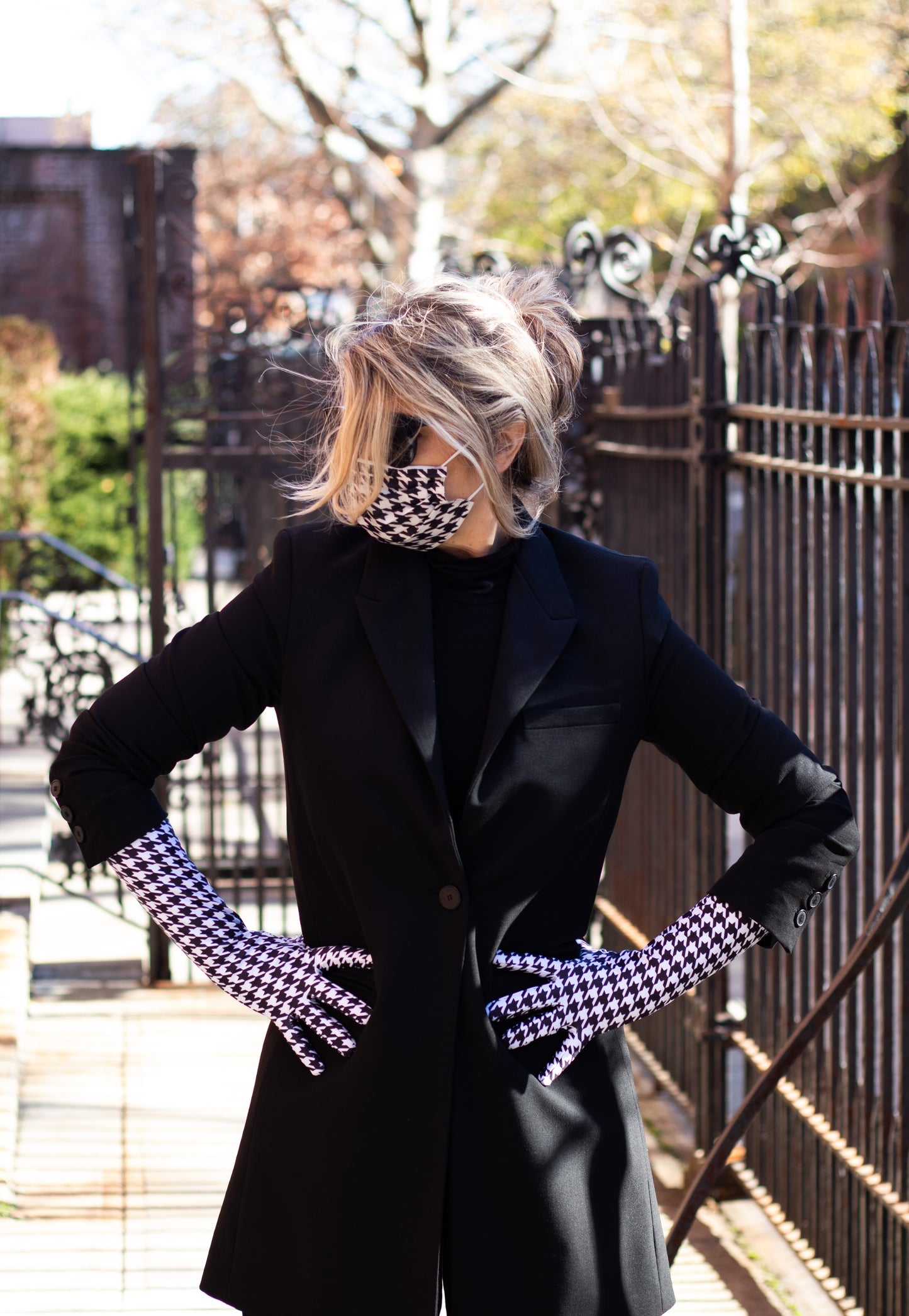 Woof! Houndstooth Opera Gloves