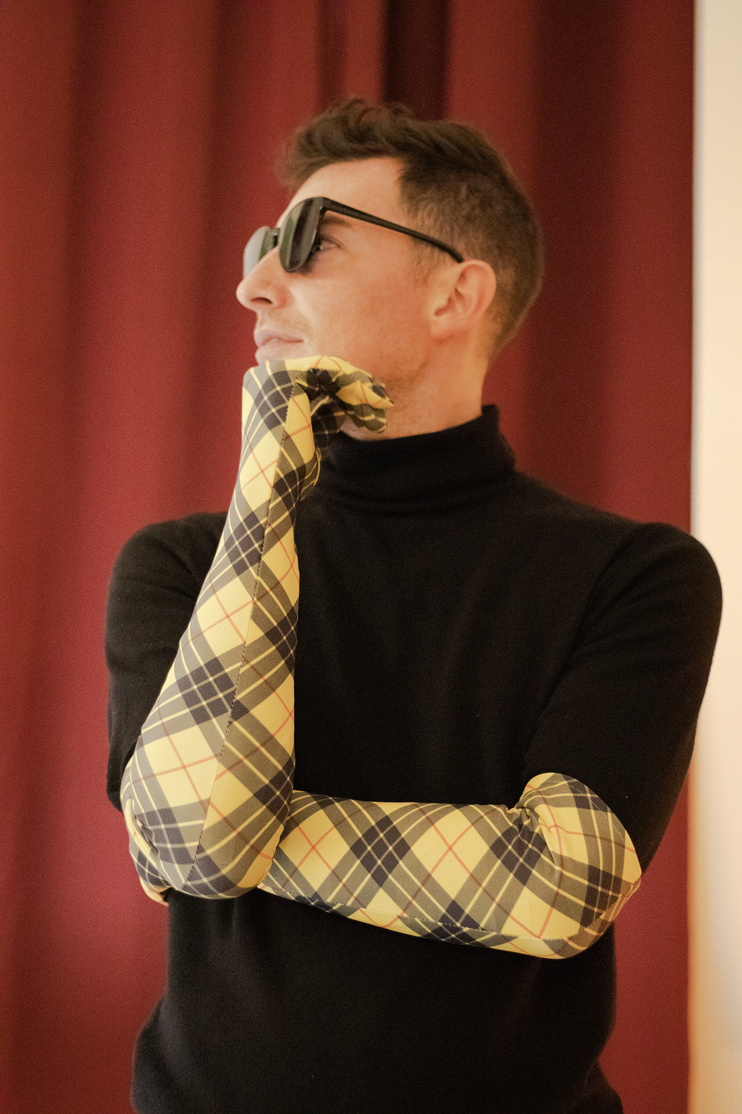 Fling! Yellow Plaid Opera Gloves