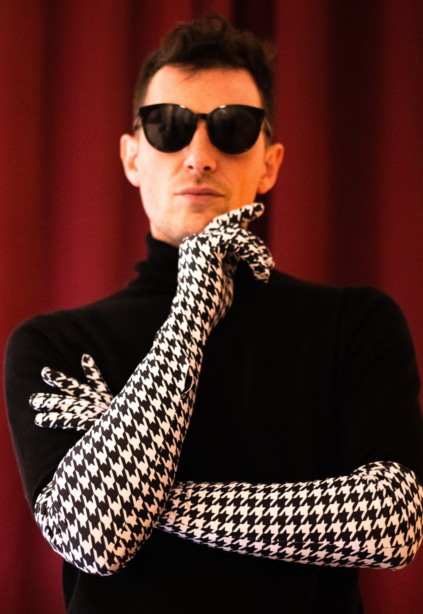 Woof! Houndstooth Opera Gloves