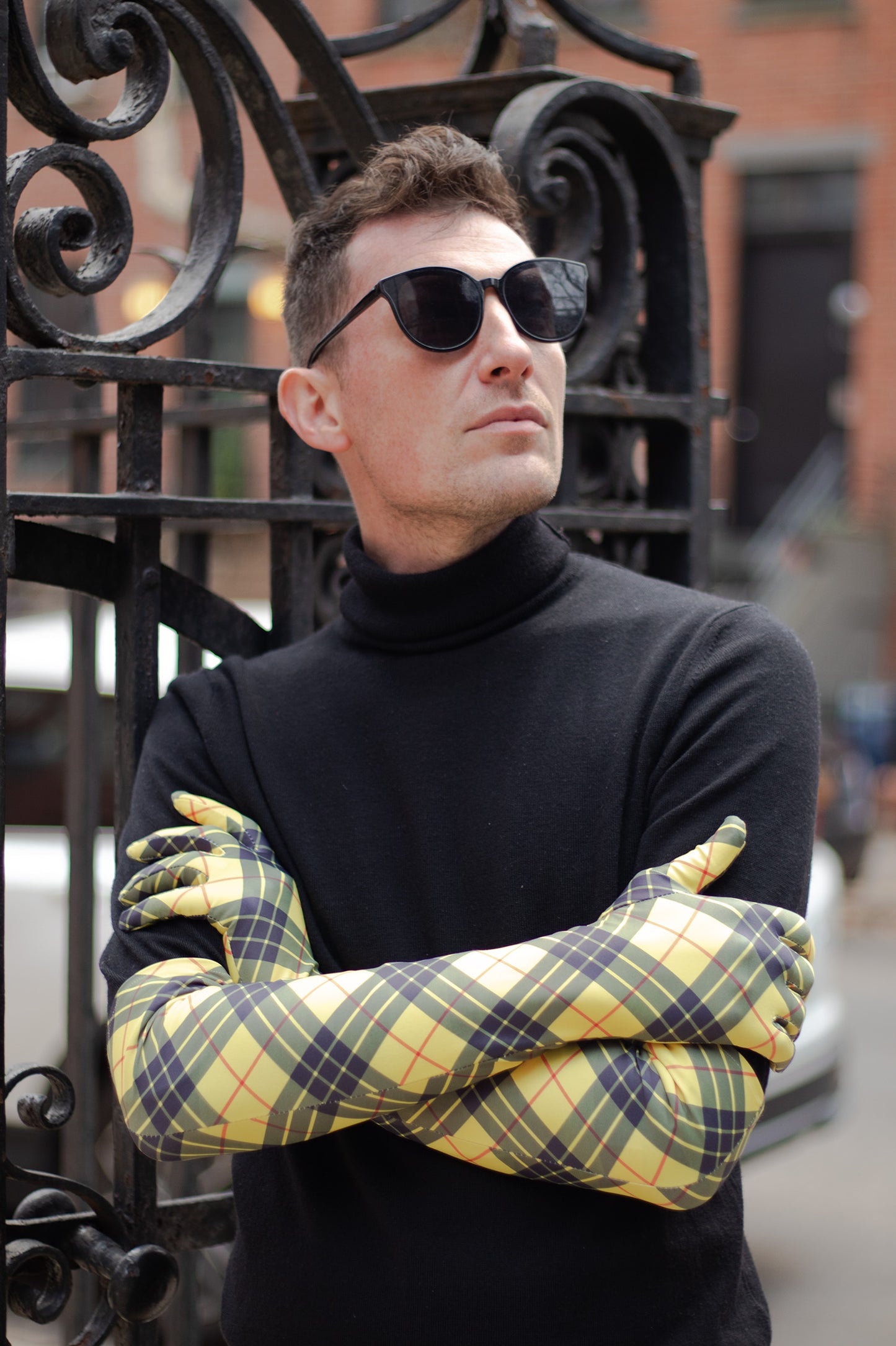 Fling! Yellow Plaid Opera Gloves