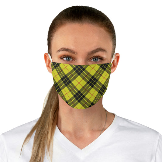 Yellow Tartan Fabric Face Mask