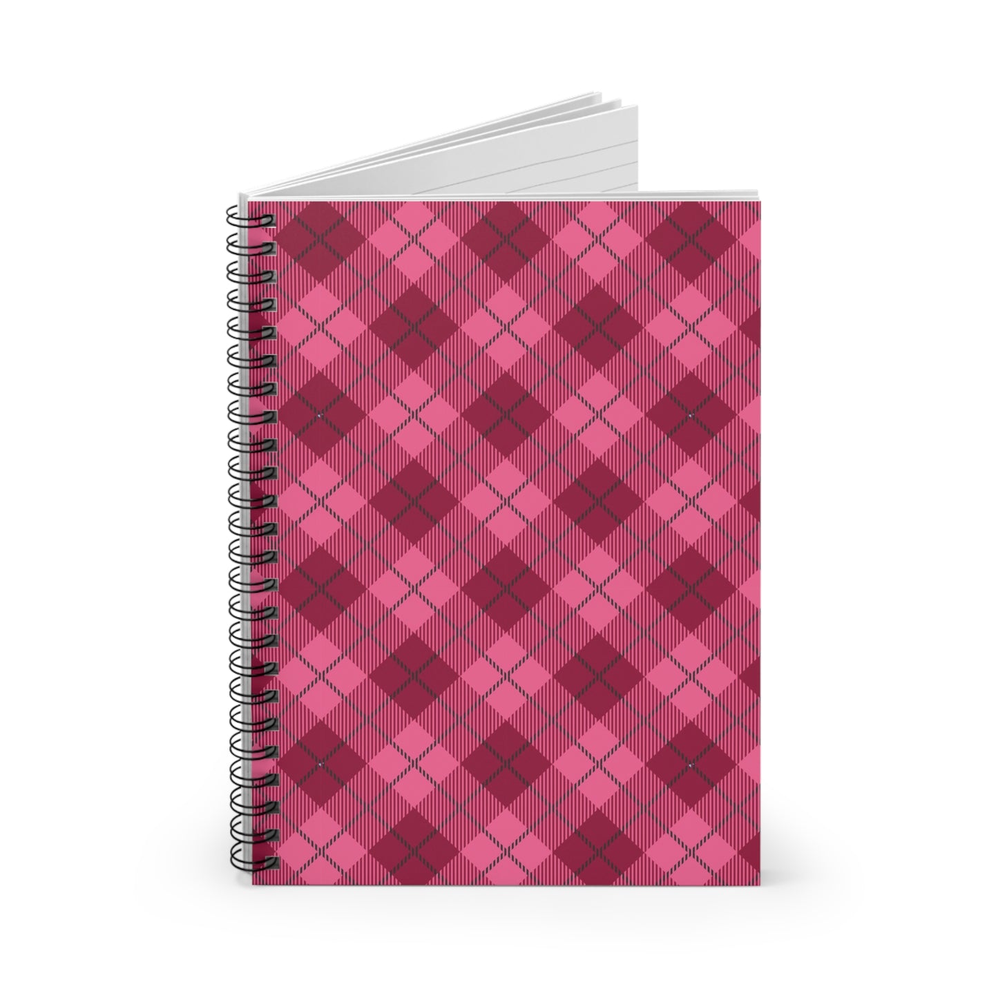 Pink Plaid Spiral Notebook - Ruled Line