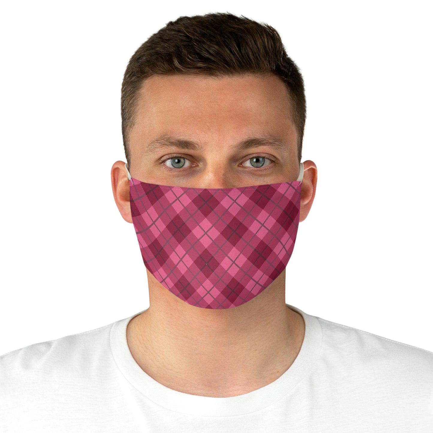 Pink Plaid Fabric Face Mask