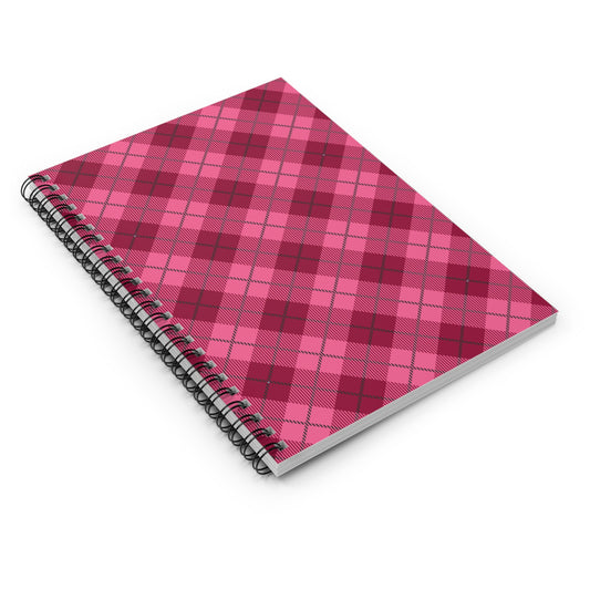 Pink Plaid Spiral Notebook - Ruled Line