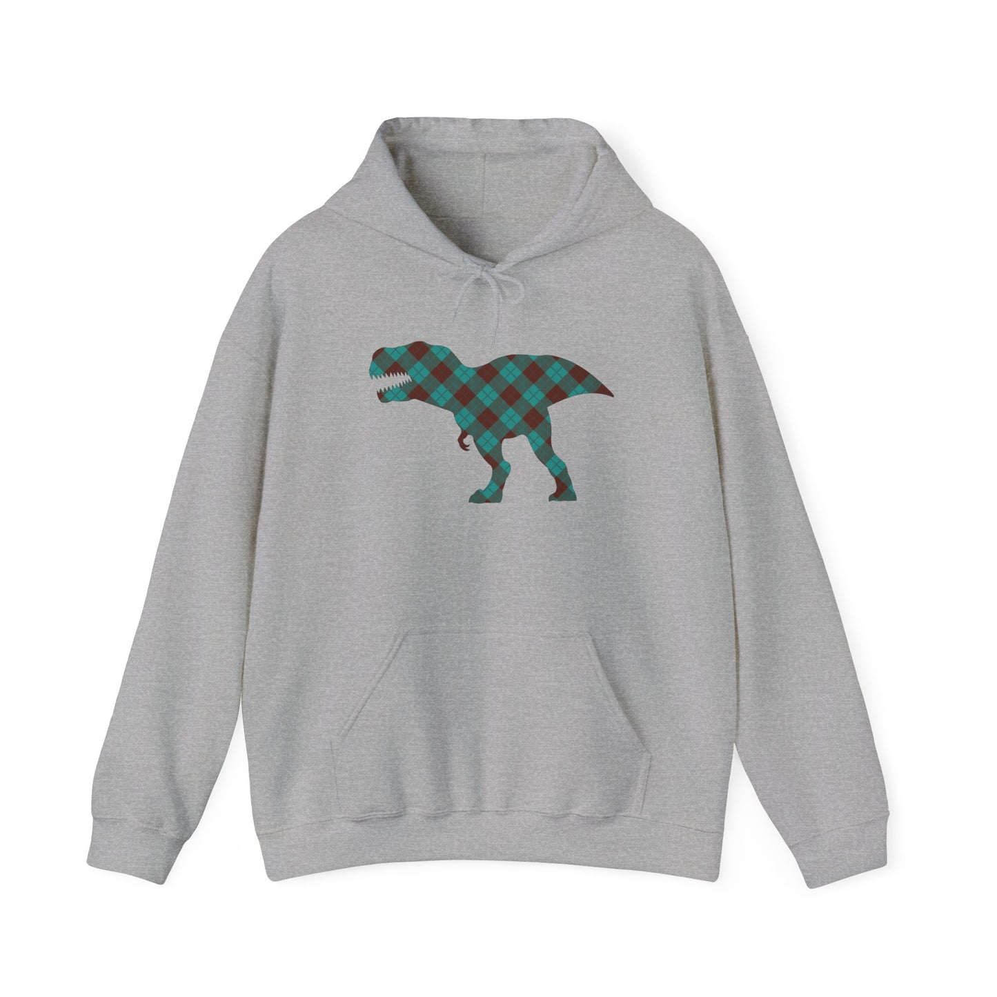 Dino Hoodie - Funny T-Rex Plaid Unisex Sweatshirt