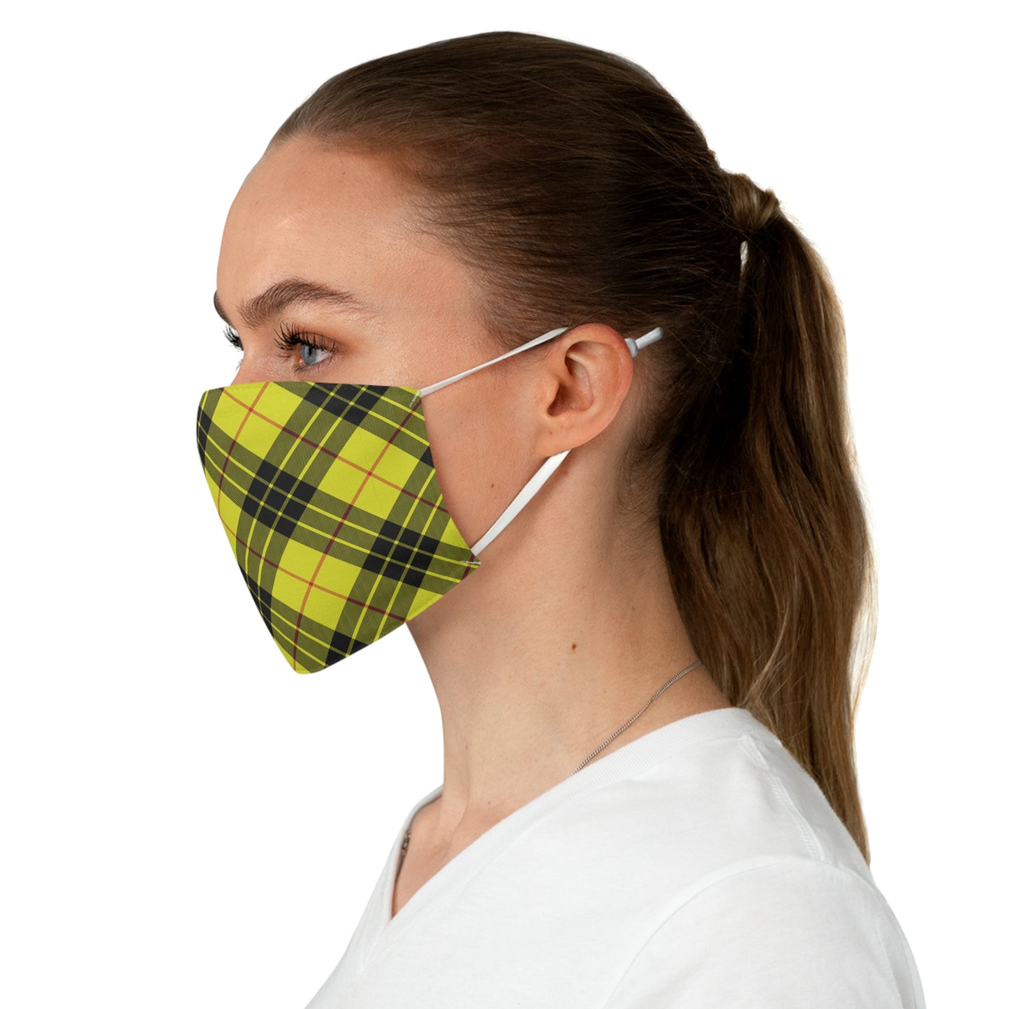 Yellow Tartan Fabric Face Mask