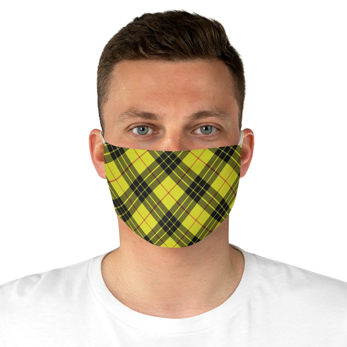 Yellow Tartan Fabric Face Mask