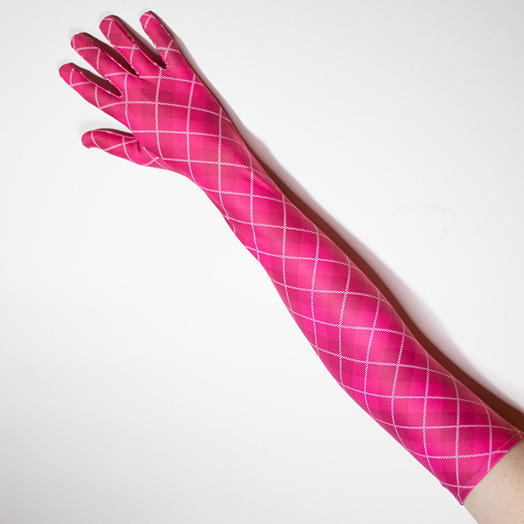 Pink Plaid Opera Gloves Babs!